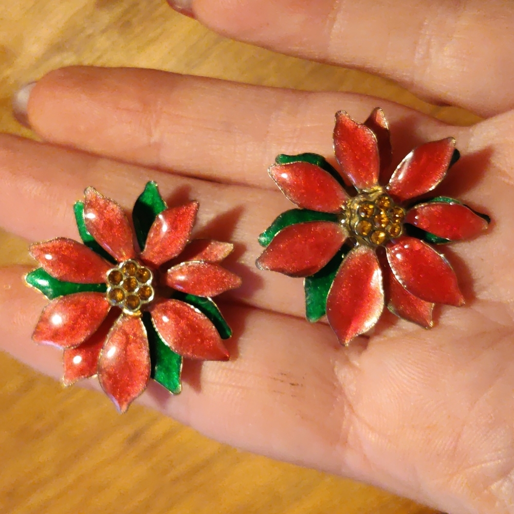 3/$20 Poinsettia earrings